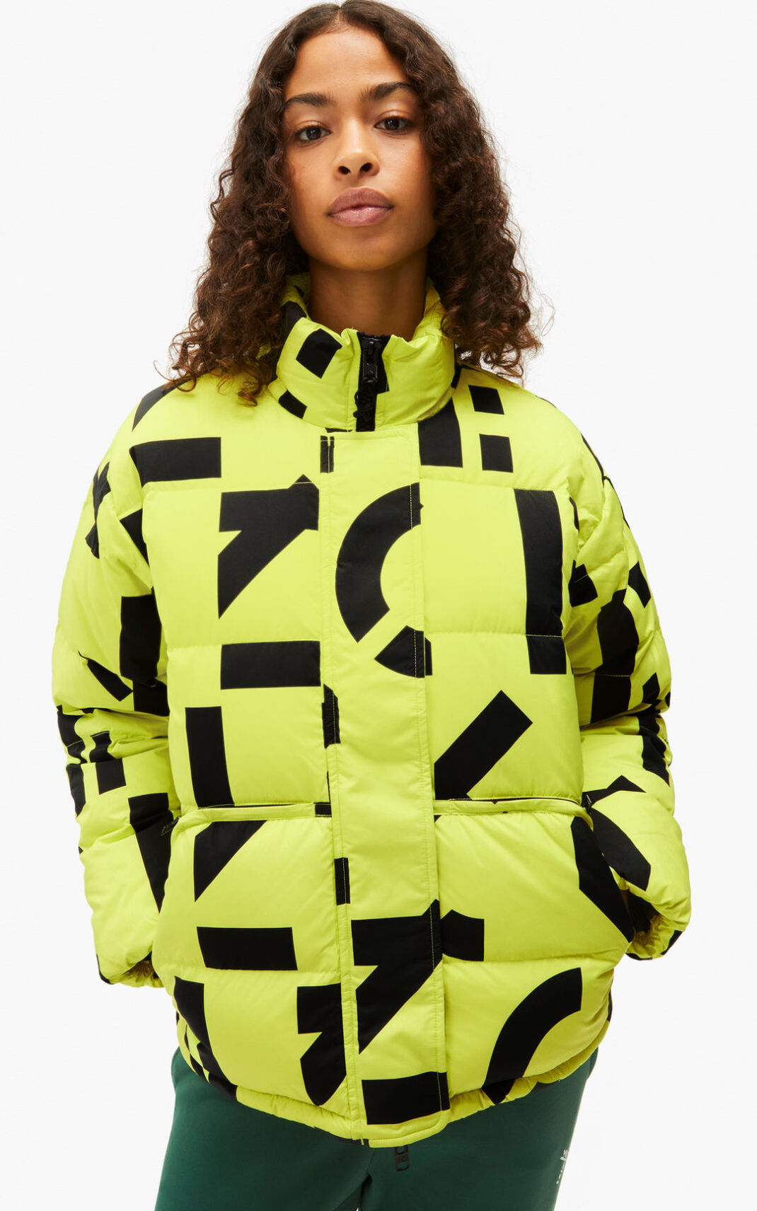 Kenzo Sport monogram Gewatteerde Jas Dames LichtGroen | 82165YIRC